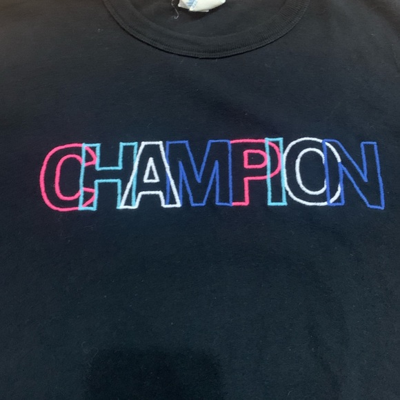 Men’s medium Champion black cotton t-shirt with multi-colored embroidered
L - Picture 2 of 7